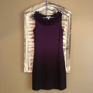 Purple ombré Dress with Neck Ruffles